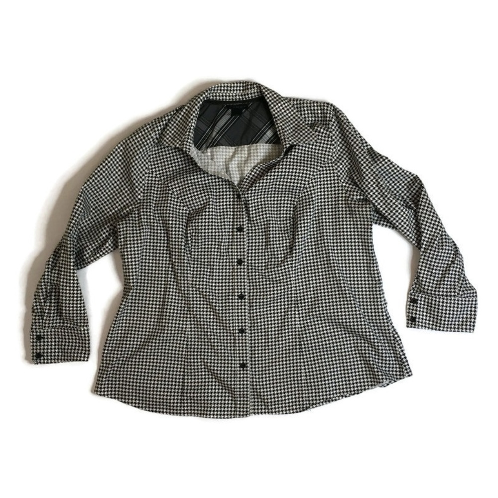 Lane Bryant Sz 22 Houndstooth Shirt Long Sleeve